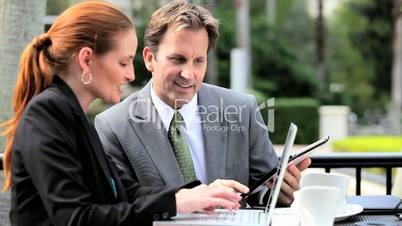 Professional Business Team Working Outdoors