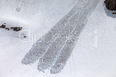 Trace of avalanche on mountains