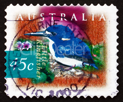 postage stamp australia 1997 little kingfisher, bird