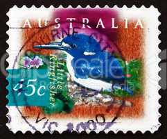 postage stamp australia 1997 little kingfisher, bird
