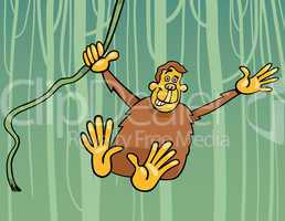 ape in the jungle cartoon illustration