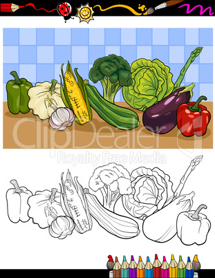 vegetables group illustration for coloring