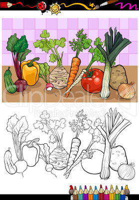 vegetables group illustration for coloring