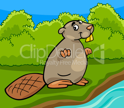 funny beaver cartoon illustration