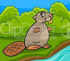 funny beaver cartoon illustration