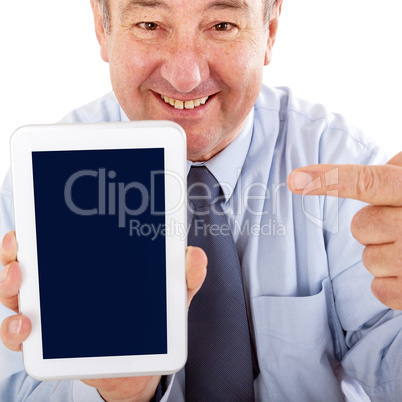 Businessman shows on Tablet PC