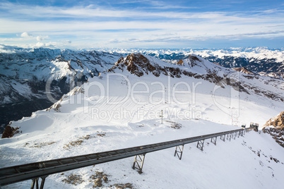 Winter with ski slopes of kaprun resort