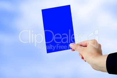 Hand shows Blue Card