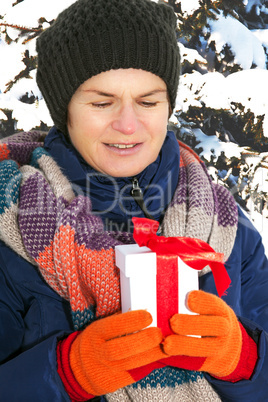 Woman pleased with her ??gift