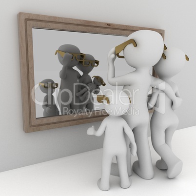 Family in a mirror