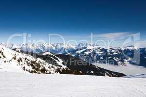Winter with ski slopes of Kaprun resort