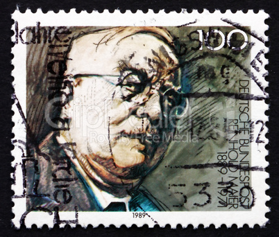 postage stamp germany 1989 reinhold maier, politician