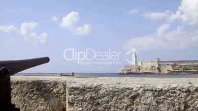 View of lighthouse and Morro castle in Havana, Cuba