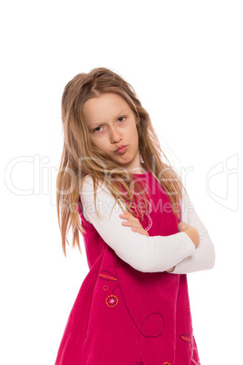 Young girl making face