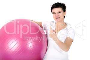 Woman with exercise ball