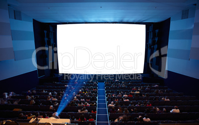 Cinema auditorium with light of projector.