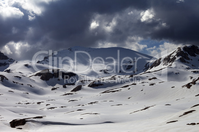 Snowy mountains before storm