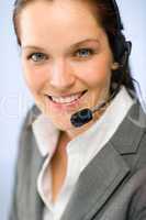 Close up of female support phone operator