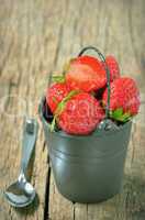 Fresh strawberries in bucke