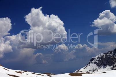 Blue sky with clouds in snow mountains