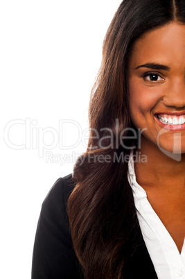 Cropped image of a smiling corporate lady