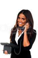 Charming businesswoman attending client's call