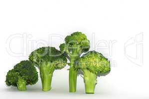 vier brokoli links auf weiss