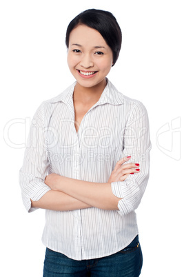 Charming asian girl, casual portrait