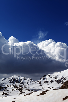 Snowy mountains and blue sky