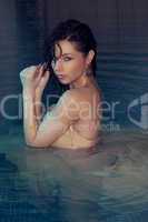 beauty woman in the pool