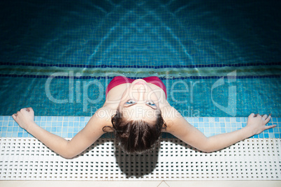 woman at the pool