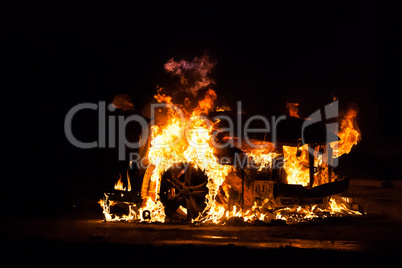 Fire burnt car vehicle