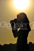 silhouette of girl in shooting time