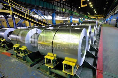 rolls of steel sheet in a plant