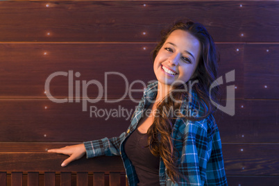 Mixed Race Young Adult Woman Portrait Sitting on Wood Bench