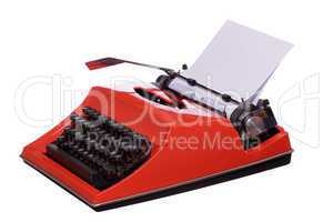 red typewriter with paper