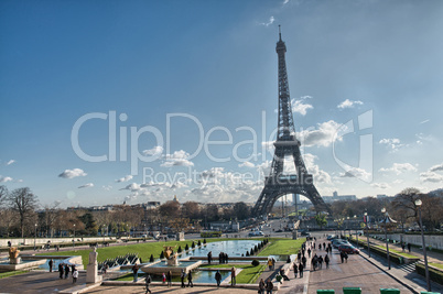 Beautiful view of Eiffel Tower with vegetation