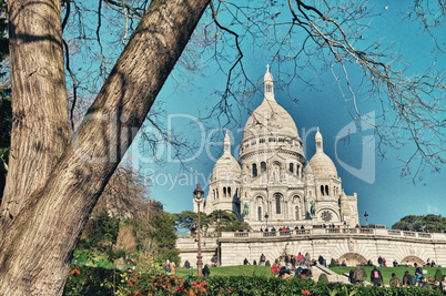 Paris. Wonderful view of Sacred Heart Cathedral. Le Sacre Coeur