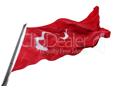 Waving flag of Turkey with flagpole