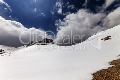 snow plateau and sky with clouds