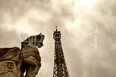Paris. Wonderful view of Eiffel Tower. La Tour Eiffel in winter