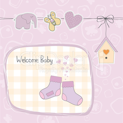 baby girl shower card with socks