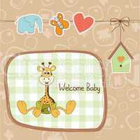baby shower card with baby giraffe