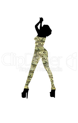 silhouette of the women in dollars