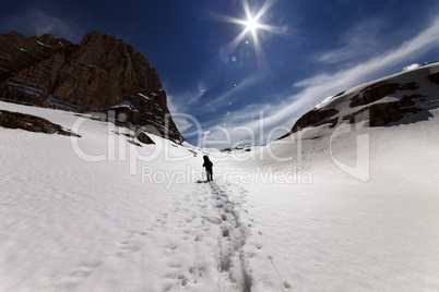 hiker on snowmountains