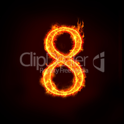 fire numbers in flames, eight 8