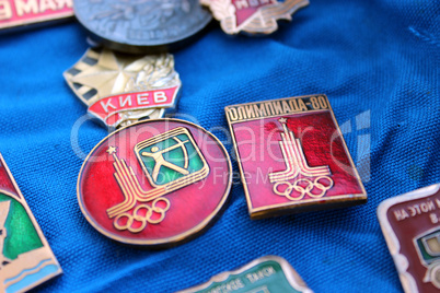 set of soviet badges about olympiad in moscow 1980