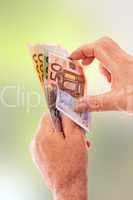 Hand with banknotes