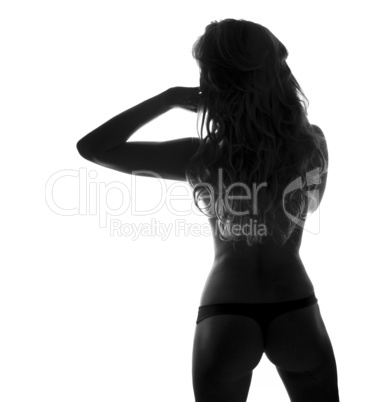 beautiful shapely woman backlit