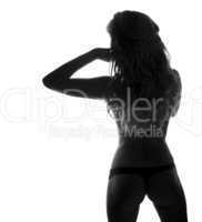 beautiful shapely woman backlit